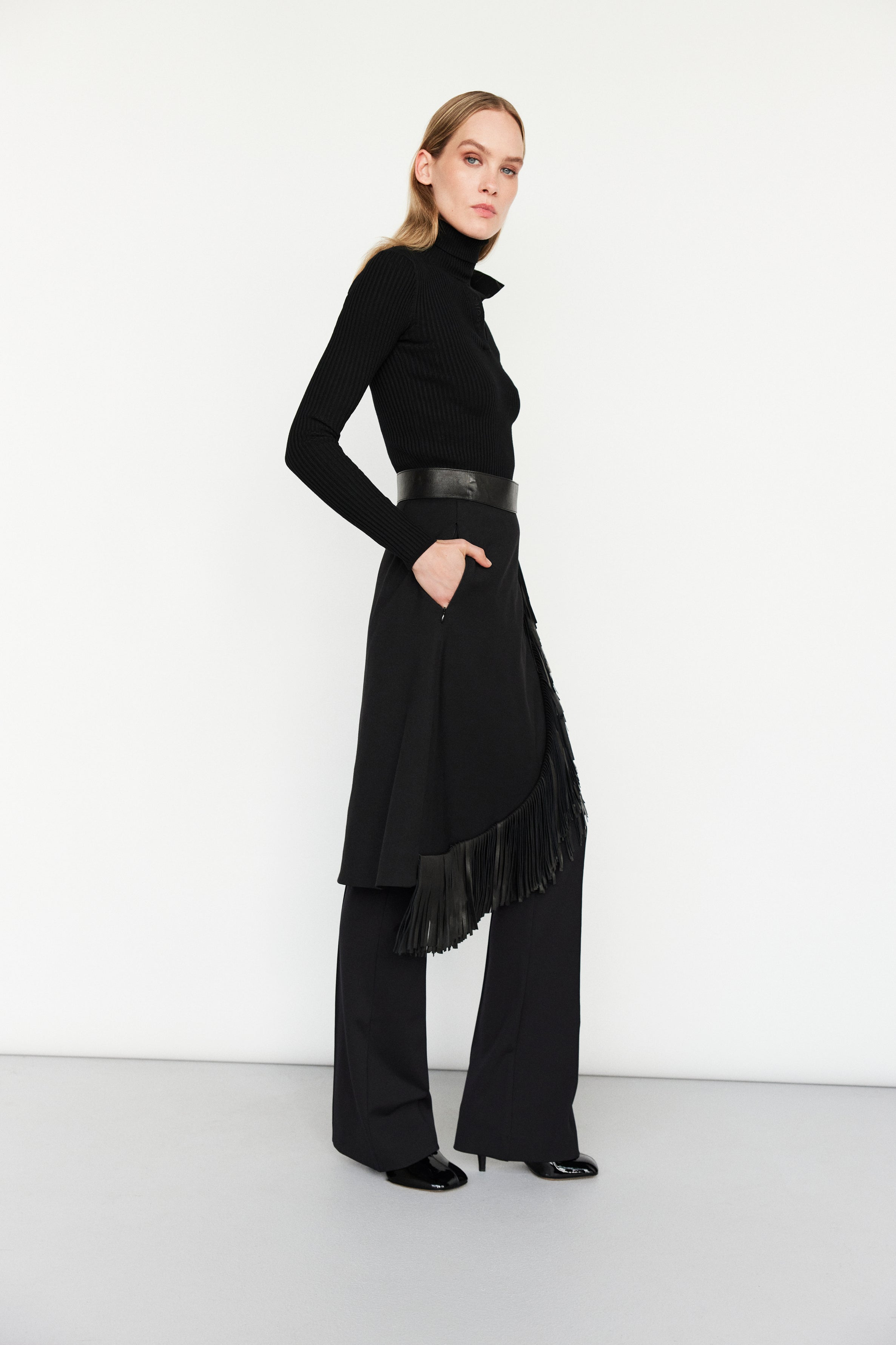 leather fringe skirt