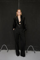 silk blouse with cummerbund