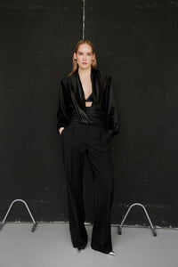 silk blouse with cummerbund