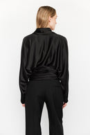 silk blouse with cummerbund