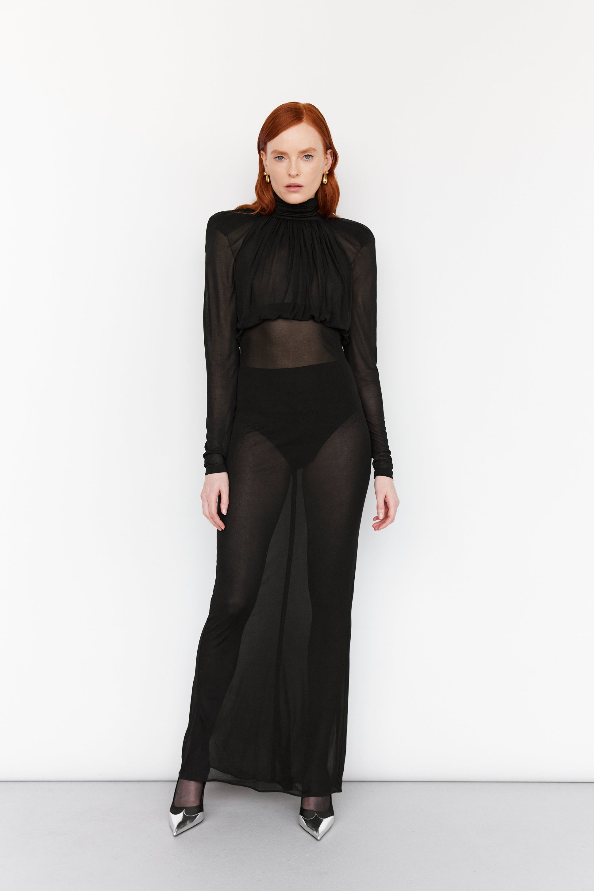 sheer jersey gown