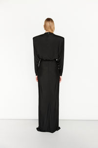 gown with shoulder pads