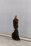 gown with shoulder pads