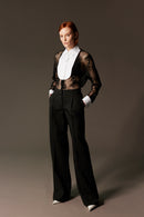 lace shirt with cotton bib