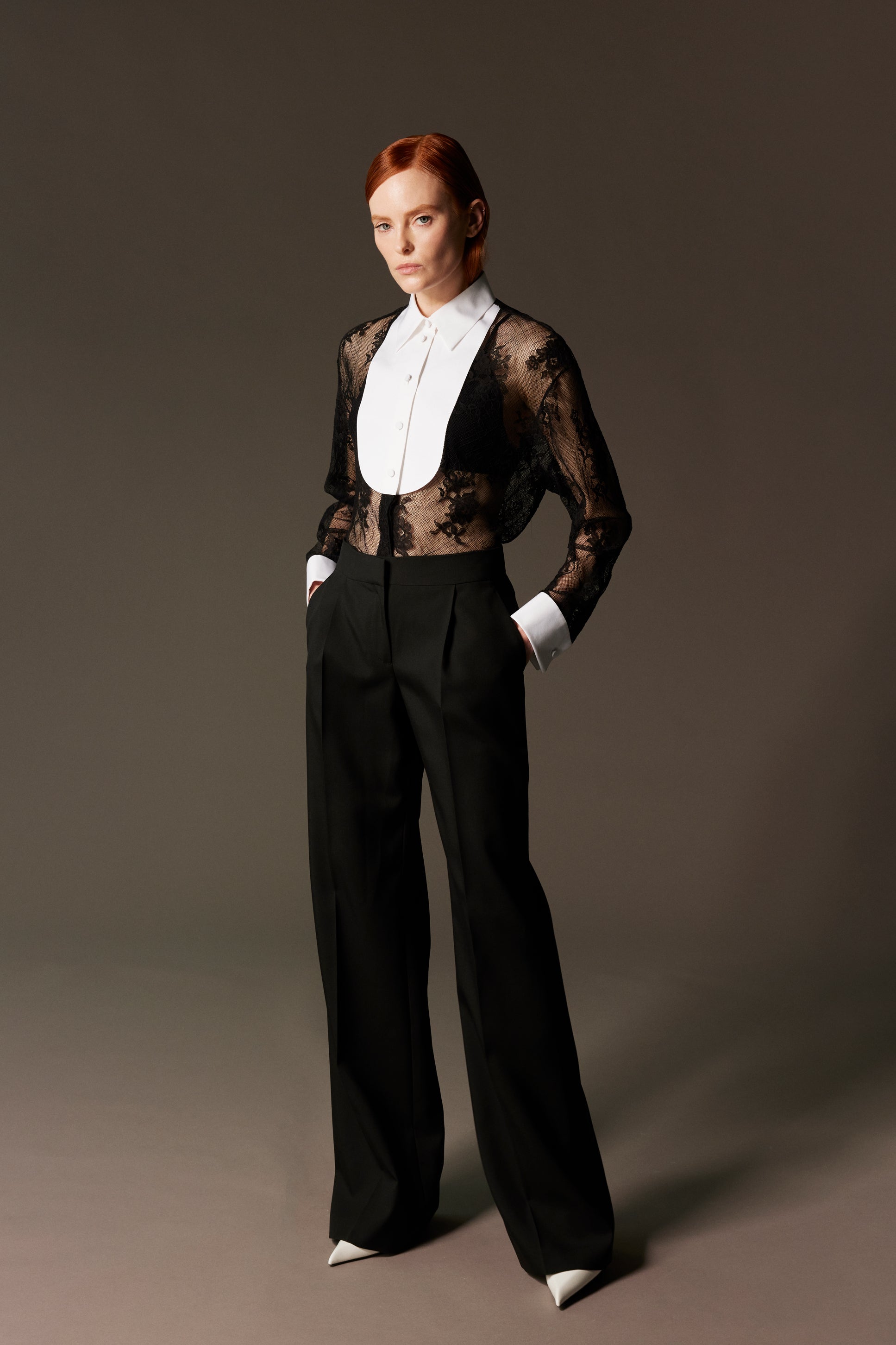 lace shirt with cotton bib