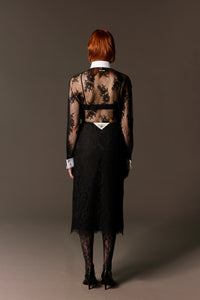 lace shirt with cotton bib