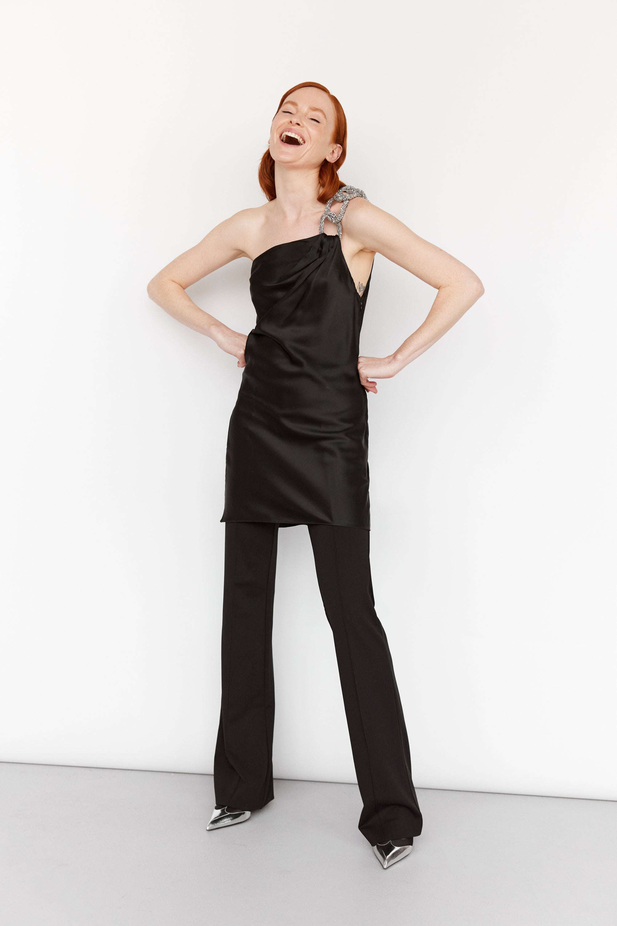 one-shoulder minidress