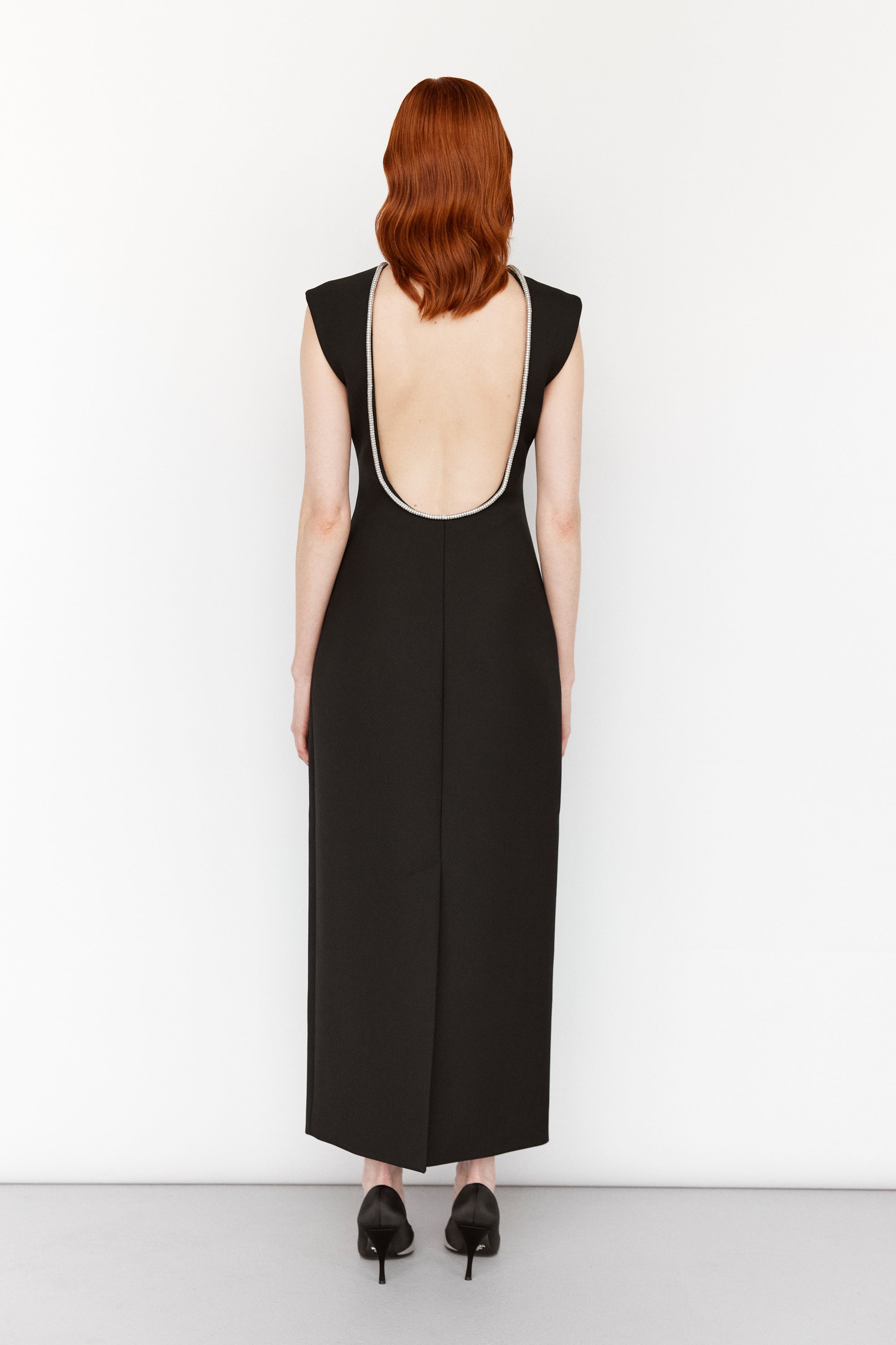 open back dress with embellishment