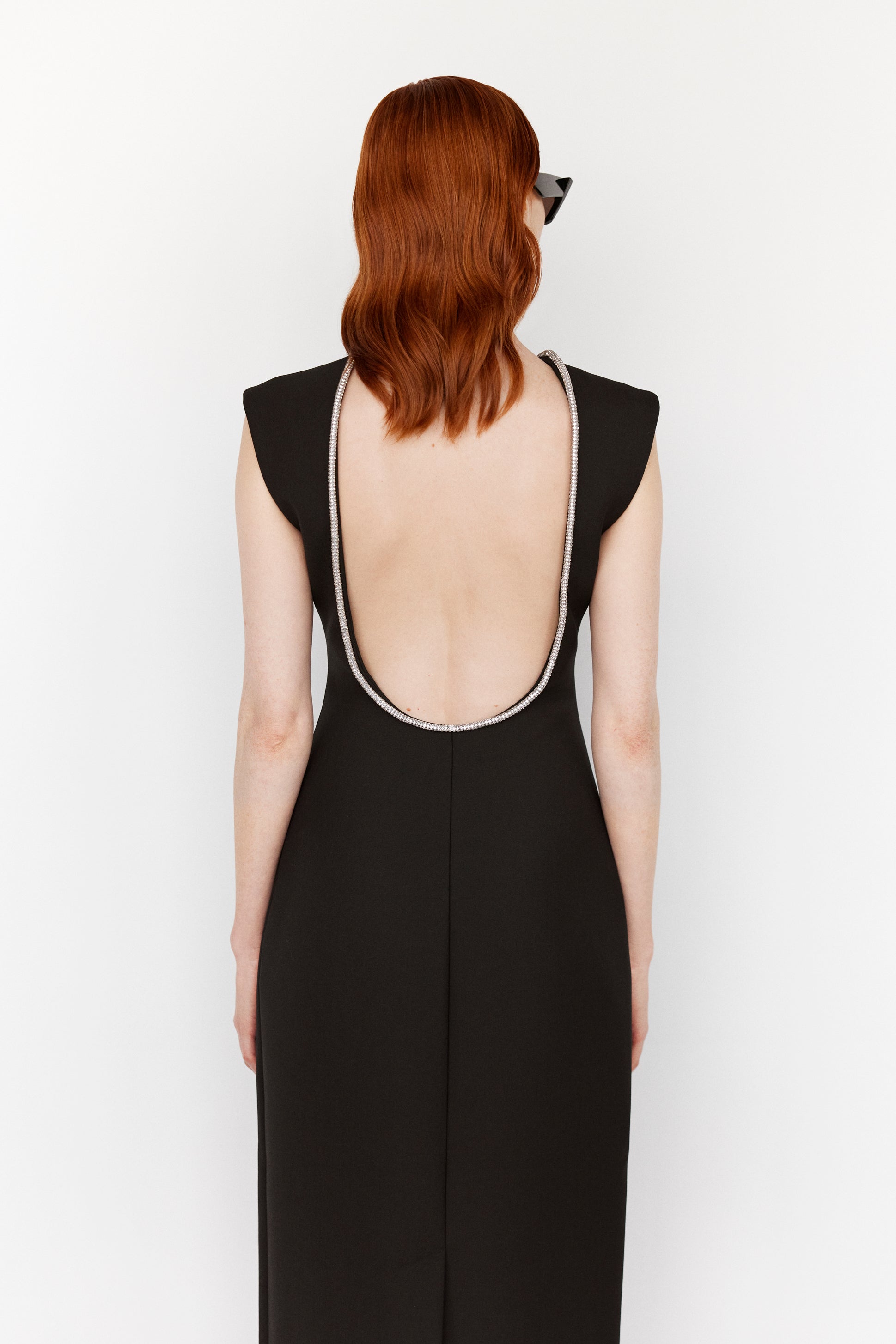 open back dress with embellishment