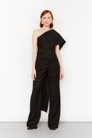 one-shoulder cape top