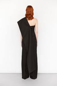one-shoulder cape top