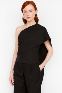 one-shoulder cape top