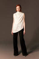 sleeveless draped satin top