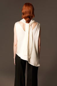 sleeveless draped satin top