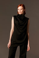 sleeveless draped satin top