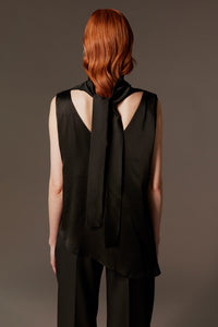 sleeveless draped satin top