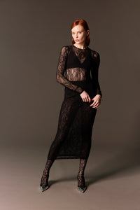 sheer lace midi skirt