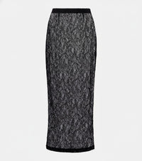 sheer lace midi skirt
