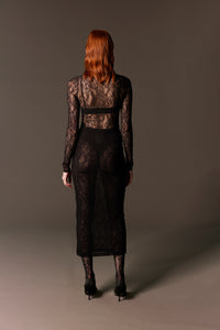 sheer lace midi skirt