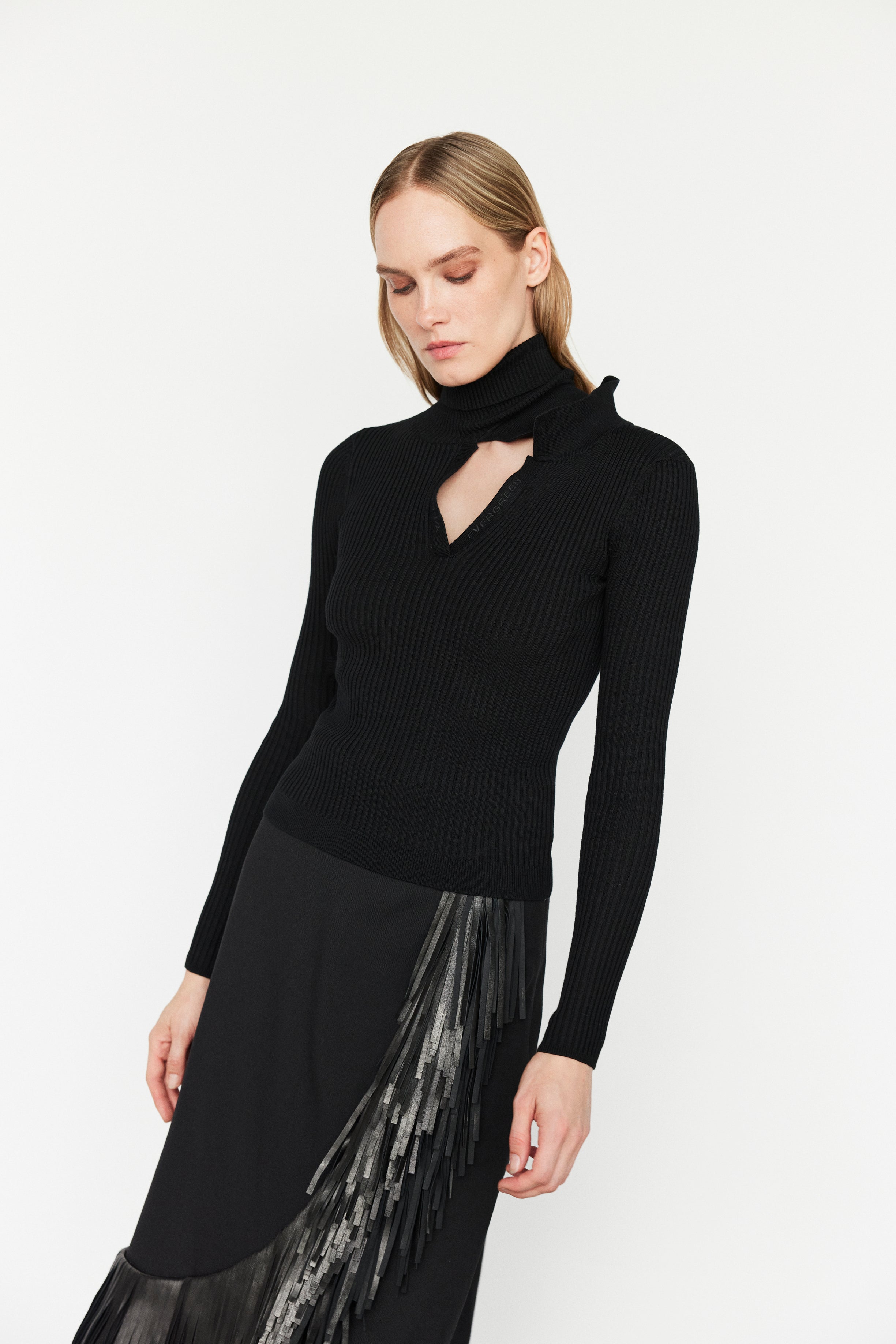 deconstructed turtleneck sweater