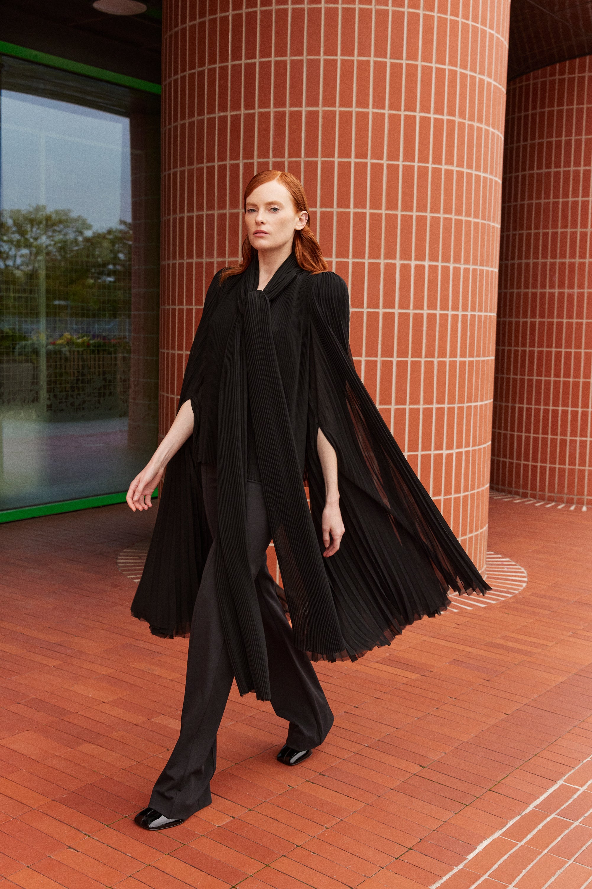 exaggerated sleeve pleated blouse