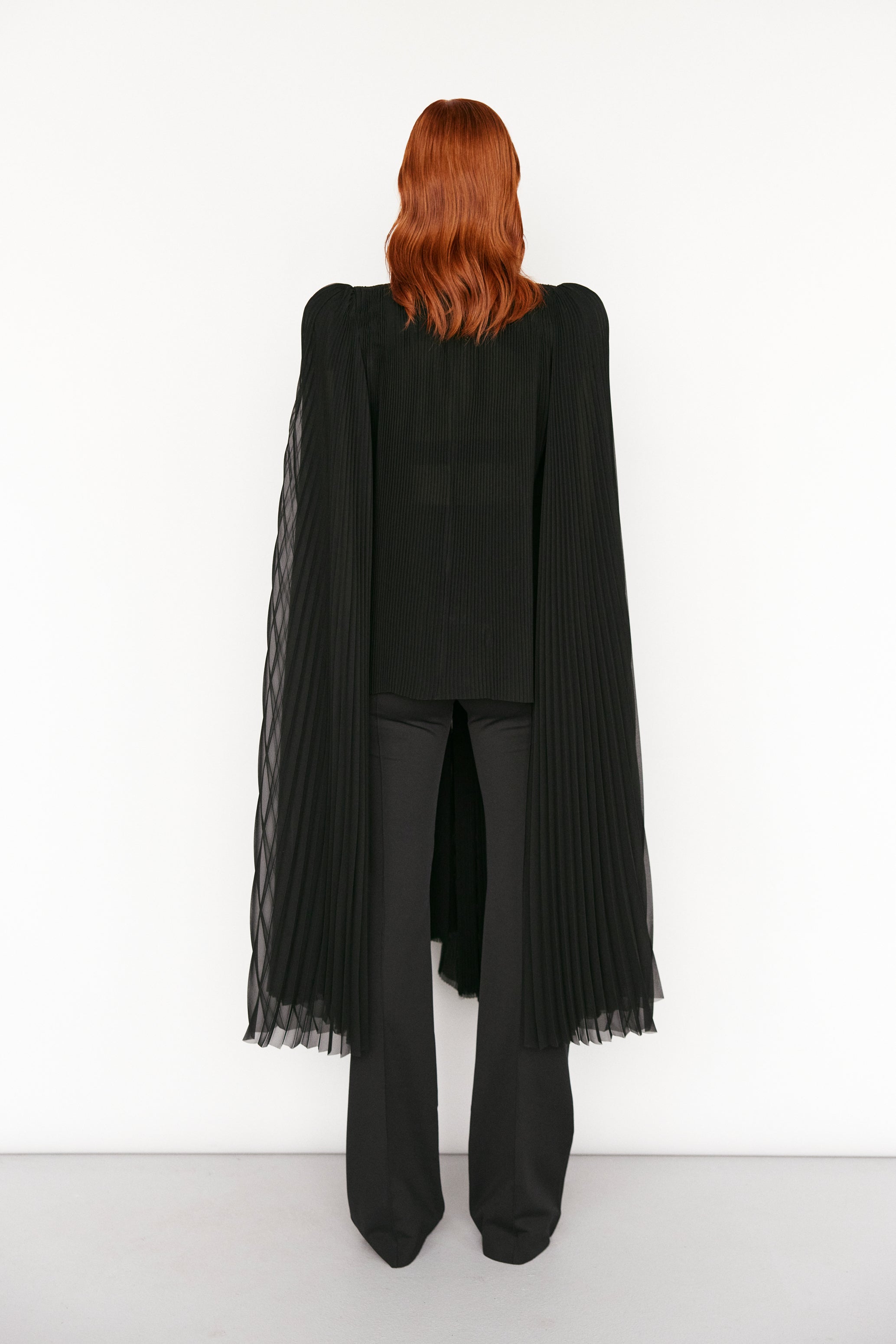 exaggerated sleeve pleated blouse