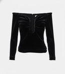 off-shoulder velvet top
