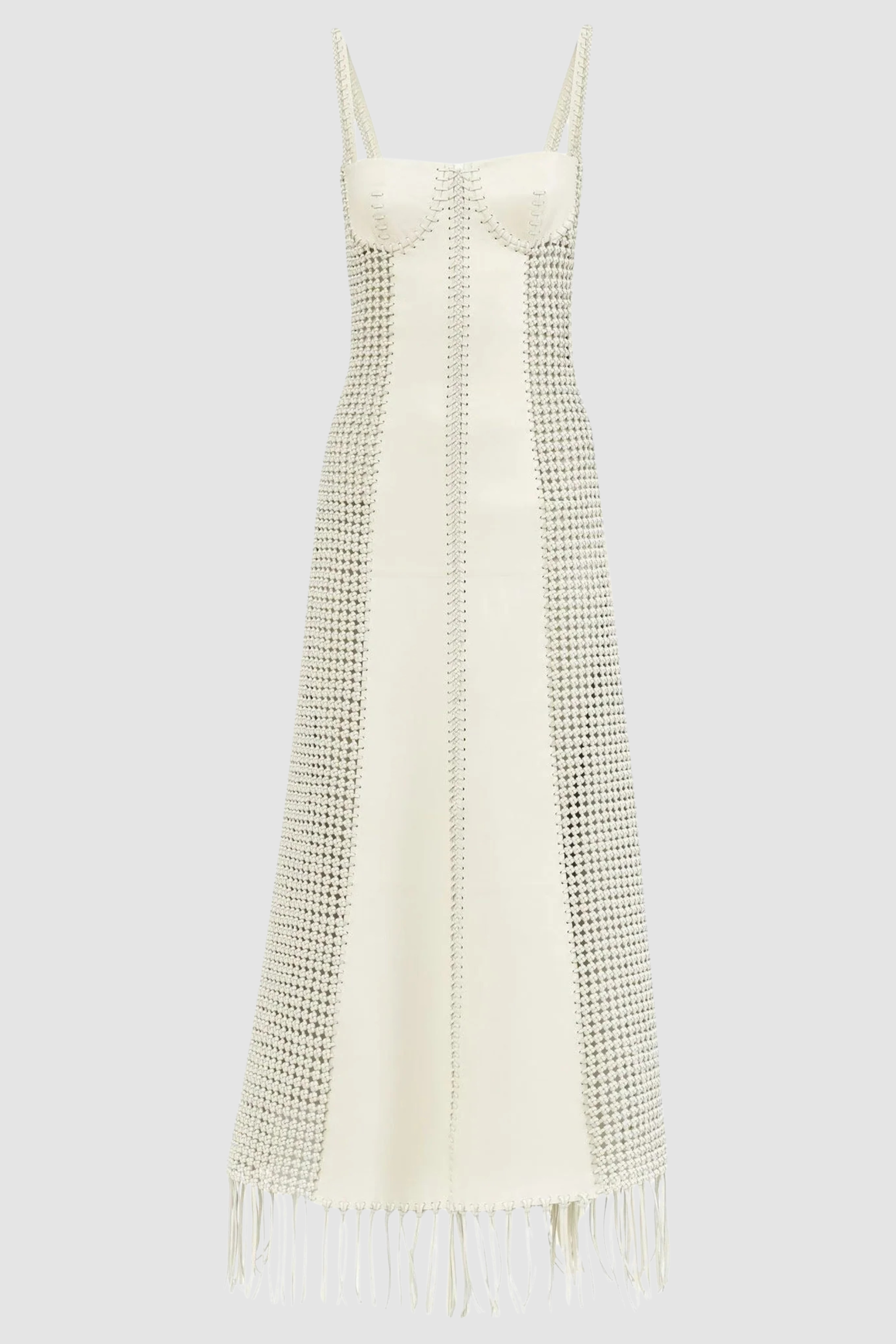 hand-woven macramé leather dress