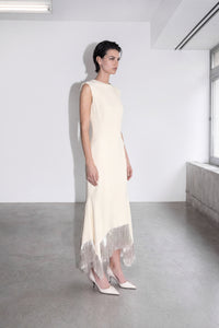 dress with raffia hem