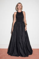 jersey and silk taffeta gown