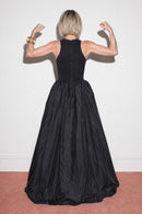jersey and silk taffeta gown