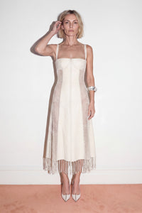 hand-woven macramé leather dress