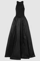 jersey and silk taffeta gown