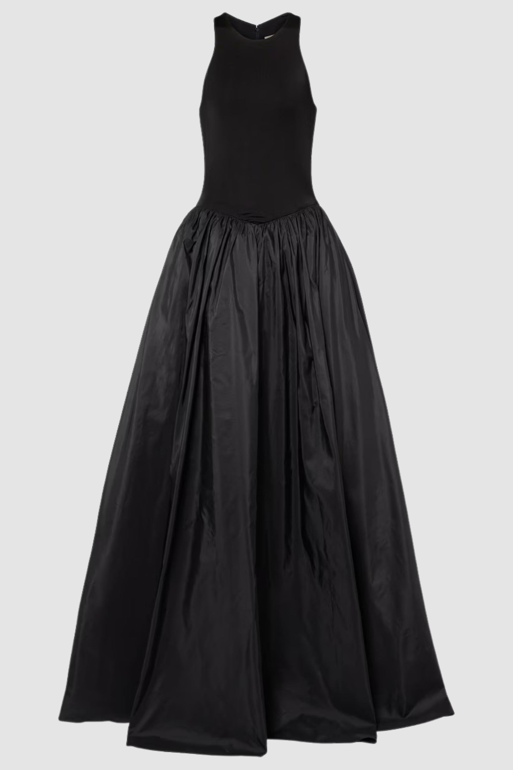 jersey and silk taffeta gown